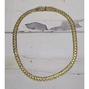 Vintage 70s Monet Fancy X Link Chain Yellow Gold Tone Necklace 16"